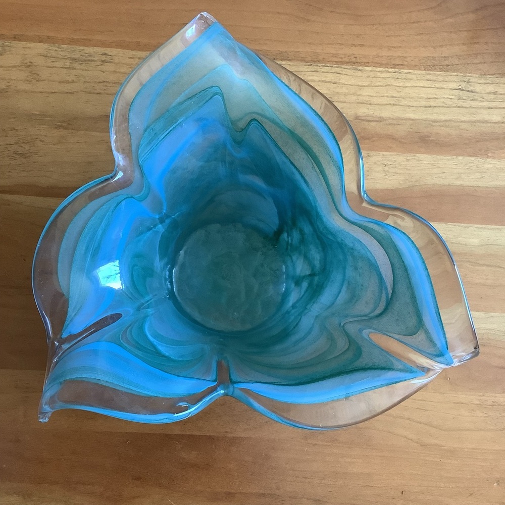 Beautiful Blue Glass Petal Dish